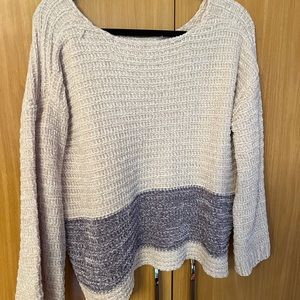 Cream Sweater with Grey Stripe only worn a few times